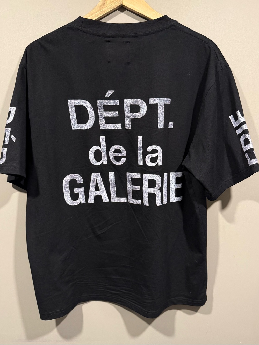 Gallery Dept Black Tee with White Dépt. de la Galerie Print